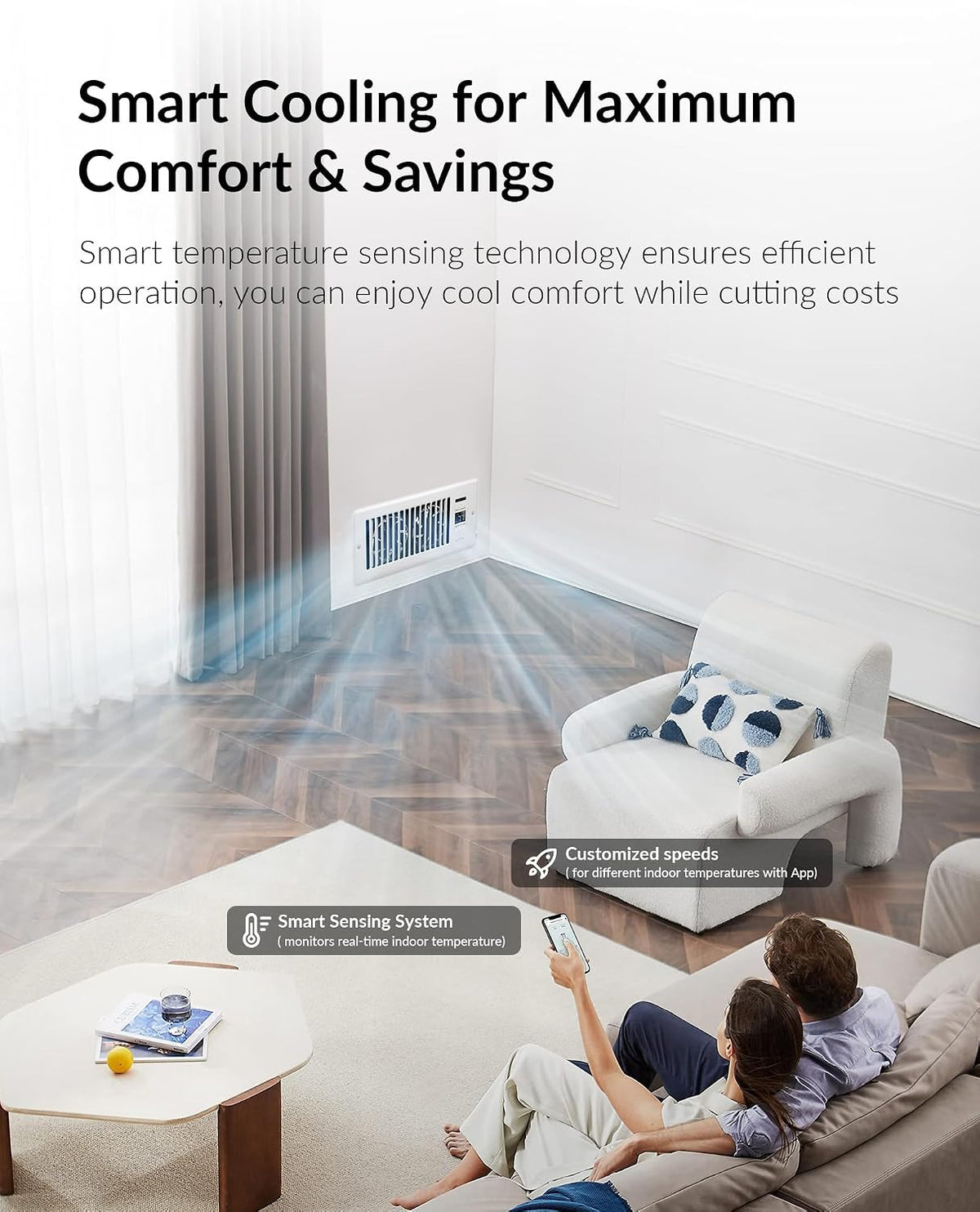 *Howeall Super Quiet Register Booster Fan, 4" x 10", White