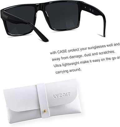 LYZOIT Square Sunglasses for Men Women Polarized Oversized Big (2 PACK) (NEW, OPEN BOX)