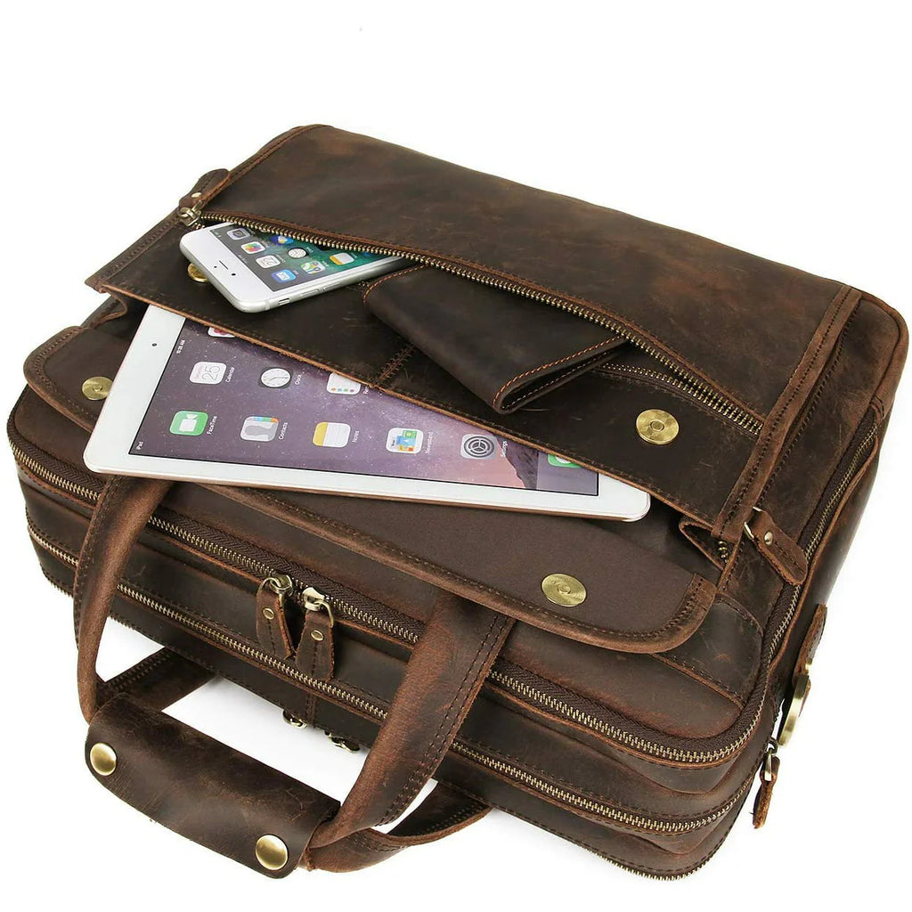 Sam's Buffalo Crazy Horse Handmade Buffalo Leather Briefcase