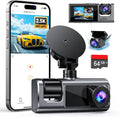 Galphi - 3 Channel WiFi Dash Cam Front and Rear Inside with 64GB SD Card, 2.5K+1080P+1080P Car Dash Camera for Cars Front and Rear, Dashcam with G-Sensor, Loop Recording, 24H Parking Mode, Support 512GB
