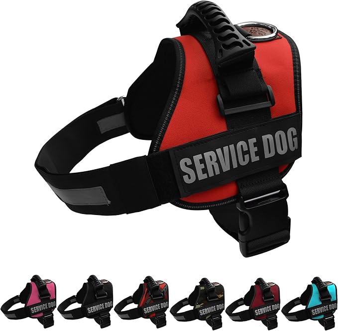 ALBCORP Service Dog Vest Harness - Reflective - Woven Polyester and Nylon, Comfy Mesh Padding Size: Medium, Red $29.95