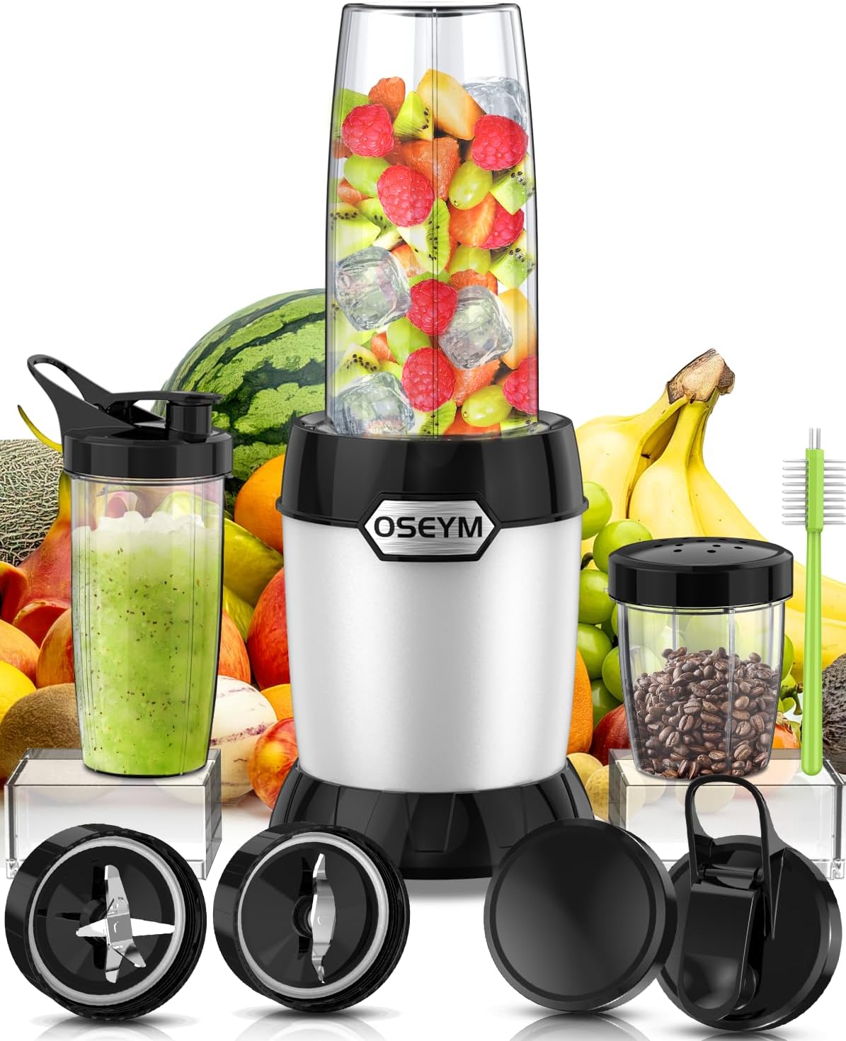 Blender for Shakes and Smoothies, Large Size Personal Blenders for Kitchen Max 1000W High Power with Blending and Grinding, Countertop Blenders with 2 * 27 Oz & 10 Oz BPA Free Travel Cup and Lid (OPEN BOX)