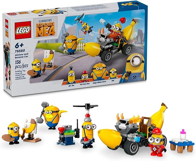 LEGO Despicable Me 4 Minions and Banana Car Toy Gift for Kids, Fun Illumination’s Despicable Me Toy Playset, Creative Building Minions Toy for Boys and Girls Aged 6 and Up, 75580(New Open Box)