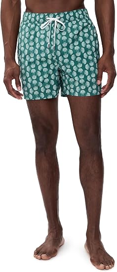 Onia Men's Charles Swim Trunks 5" - Shell Geo/Aloe Multi - Size M