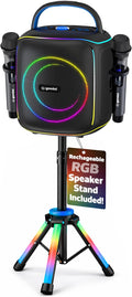 GEMINI Wireless Karaoke Speaker System with 2 Mics & RGB LED Tripod Stand - Model GPK-200PK