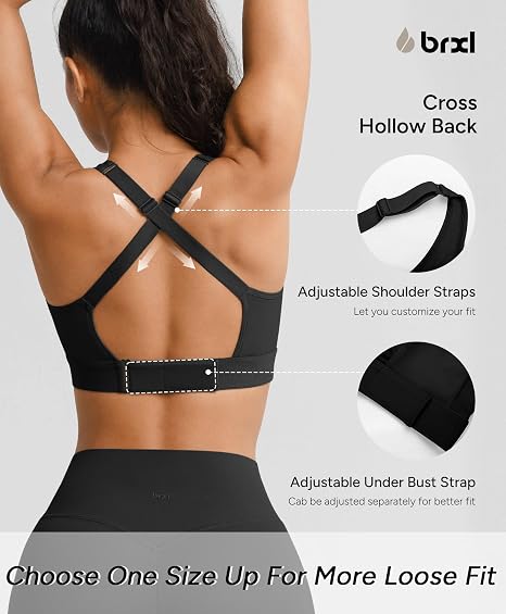 BRXL Women's Sports Bra With Front Closure Plus Size - Black - 3XL (NIB)