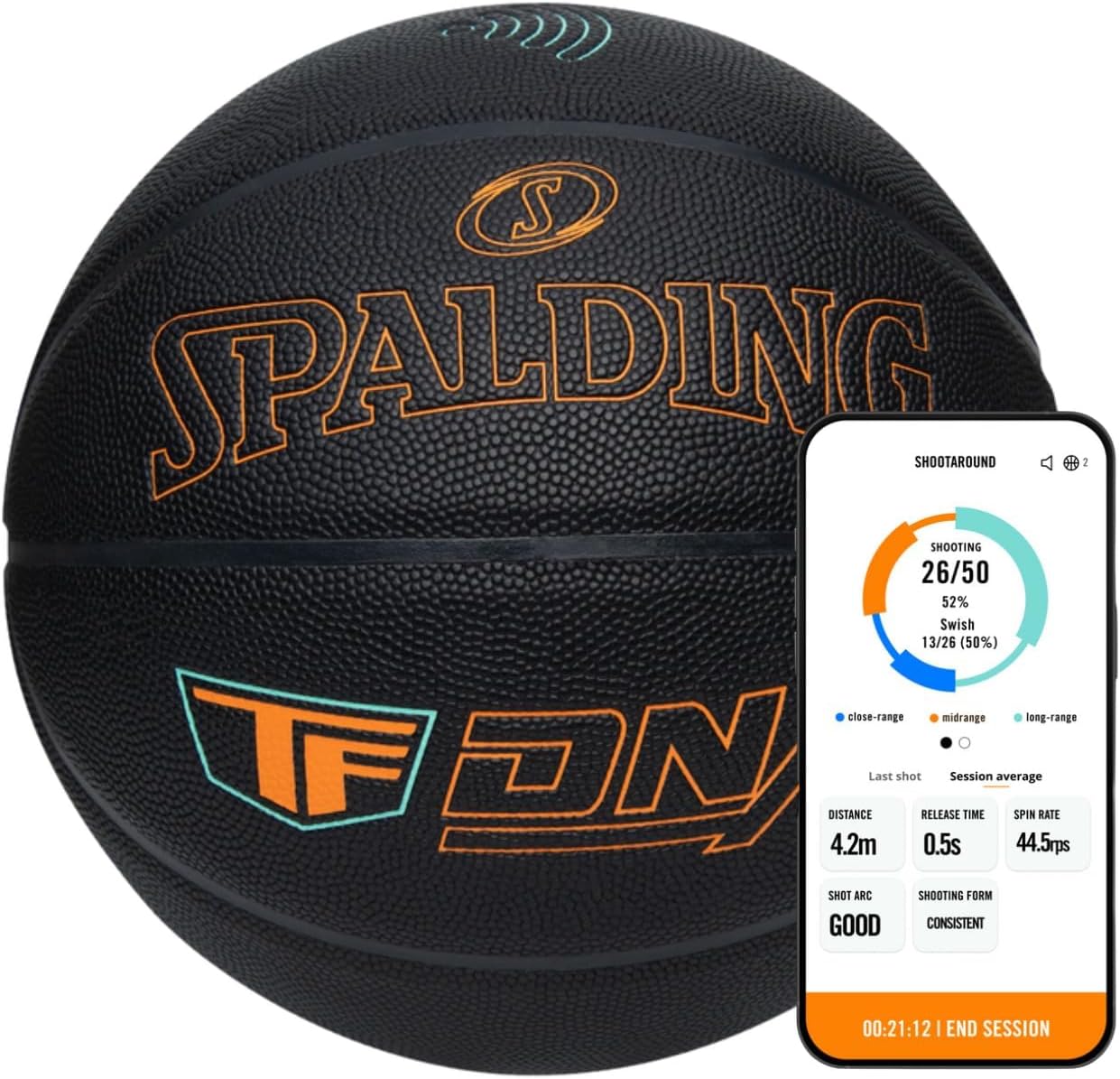 SPALDING - TF DNA Smart Basketball - Men's Size 7/29.5" - Indoor/Outdoor