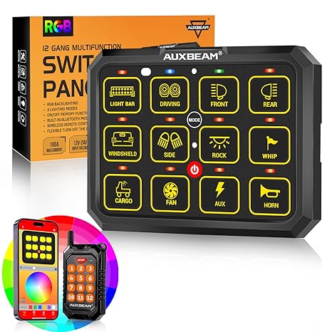 Auxbeam AC-1200 RGB Switch Panel with APP&Remote Control, Toggle/ Momentary/ Pulsed Mode Supported(One-Sided Outlet) $399.99