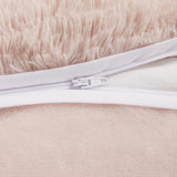 Intelligent Design Malea Shaggy Duvet with Quilted Box Design, Long Faux Fur Comforter Cover Cozy Bedding Set, Matching Shams, (Insert Not Included) Full/Queen, Blush 3 Piece, 90x90