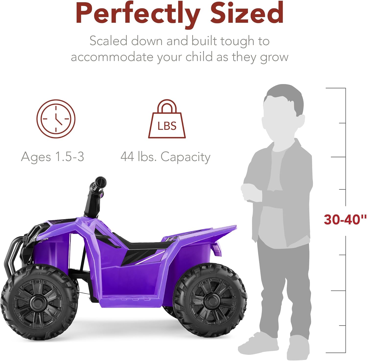 Best Choice Products - 6V Kids Ride-On 4-Wheeler Quad ATV Car w/ 1.8mph Max Speed, Treaded Tires - Purple