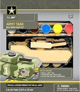 Works of Ahhh... Craft Set - U.S. Army Tank Wood Paint Kit(New Open Box)