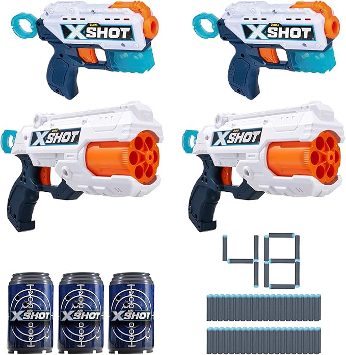 XShot Excel Double Kickback Double Reflex 6 Foam Dart Blaster Combo Value Pack (48 Darts, 3 Cans) by ZURU, 36354