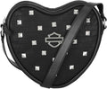 Harley-Davidson Women's Croco Studded Adjustable Crossbody Heart Purse - Black - Item # MHW202/08