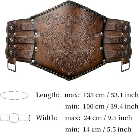 HiiFeuer Viking Embossed Waist Armor, Norse Faux Leather Wide Belt, Medieval Knight Corset Belt for LARP Costume     NEW