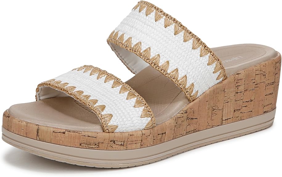 (7.5M) Bzees for Lifestride Women's Resort Wedge Sandal Color: White/Natural