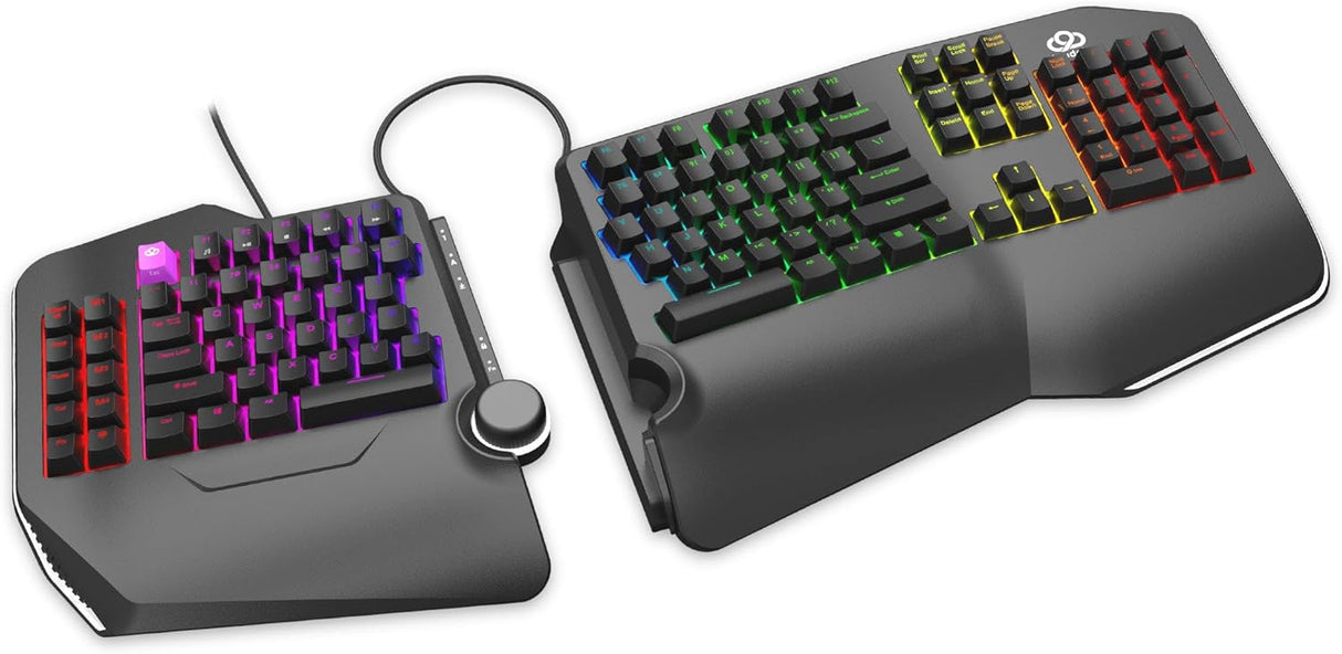 Cloud Nine C989 Ergonomic Mechanical Keyboard for PC - Kailh Linear Red Switches - RGB Light Up LED Backlit with USB - Ergo Split Key Board with Macro