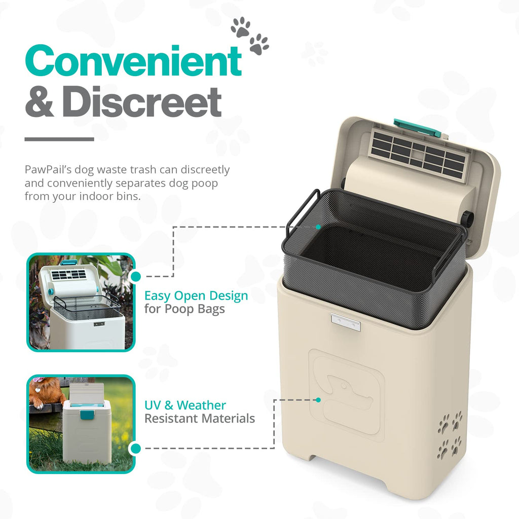 PawPail Pet Waste Station with Activated Carbon Filter and Dual Vent Odor Control