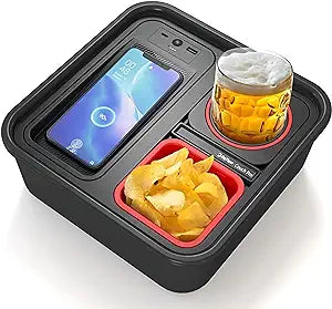 Zigtiger Couch Tray - Self Balancing Cup Holder, Drink Snack Caddy - TV Remote Control Storage Couch Organizer - Sofa Armrest Table - Anti Spill Sofa Console for Couch, Bed, Car, Video, Gaming Visit the Zigtiger Store (New Open Box)