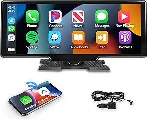 Podofo 10.26" Touchscreen Wireless Apple Carplay Portable Car Stereo Android Auto, Car Play Navigation with Voice Control, Bluetooth Handsfree Call/Music, AUX/FM Transmitter, Car Radio Receiver-NEW