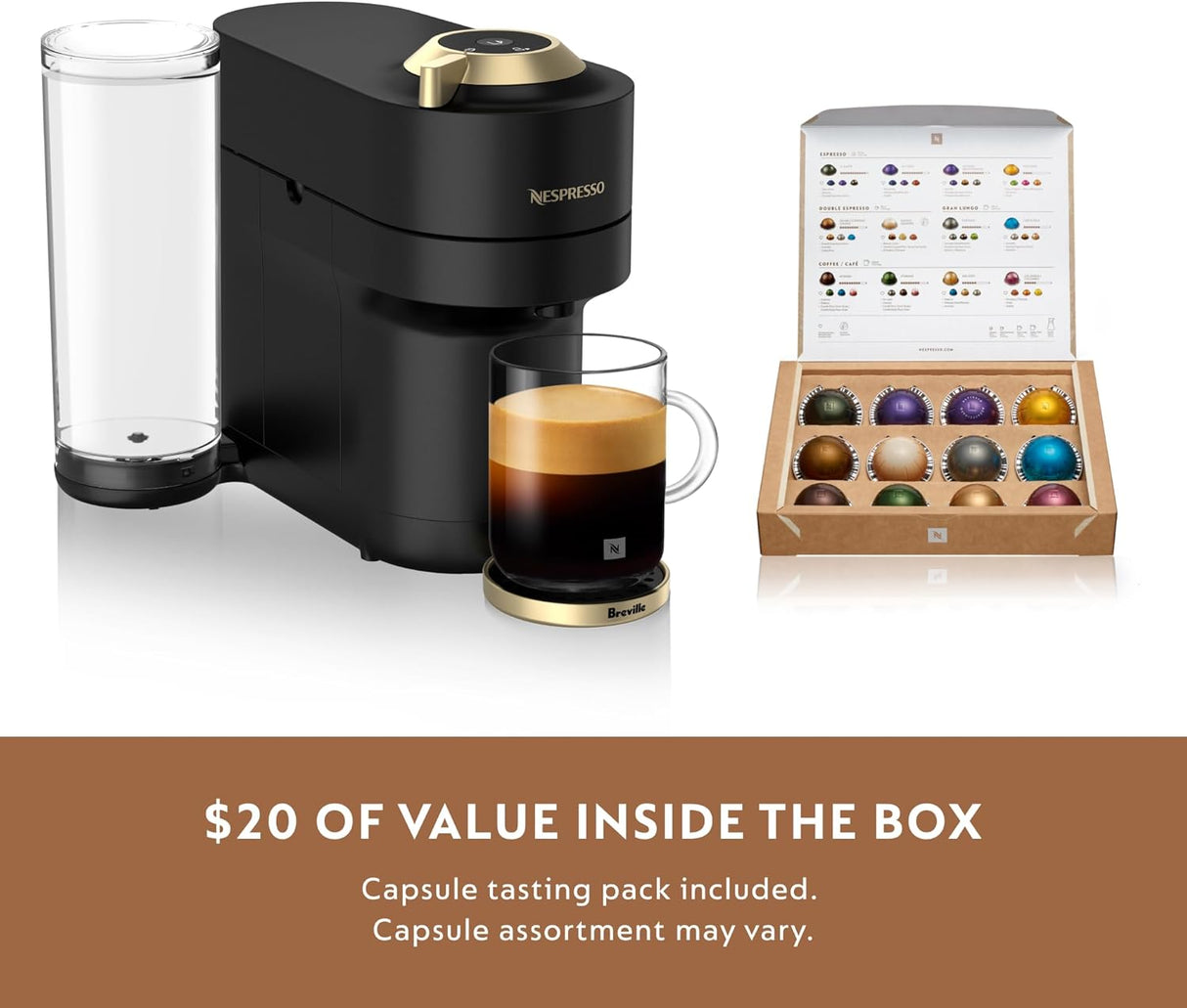 Nespresso Limited-Edition Vertuo Pop+ Coffee and Espresso Maker by Breville, Matte Black (new)