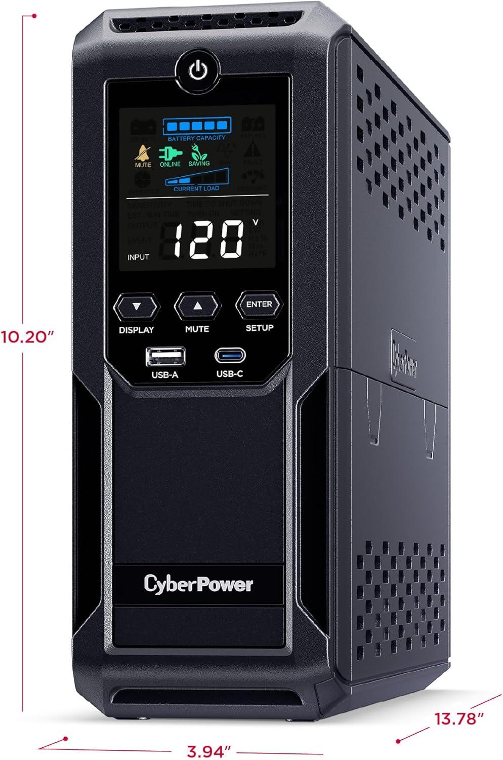 CyberPower CP1500AVRLCD3 Intelligent LCD UPS Battery Backup | 1500VA/900W, 12 Outlets, 2 USB Ports, AVR, Mini Tower, UL Certified