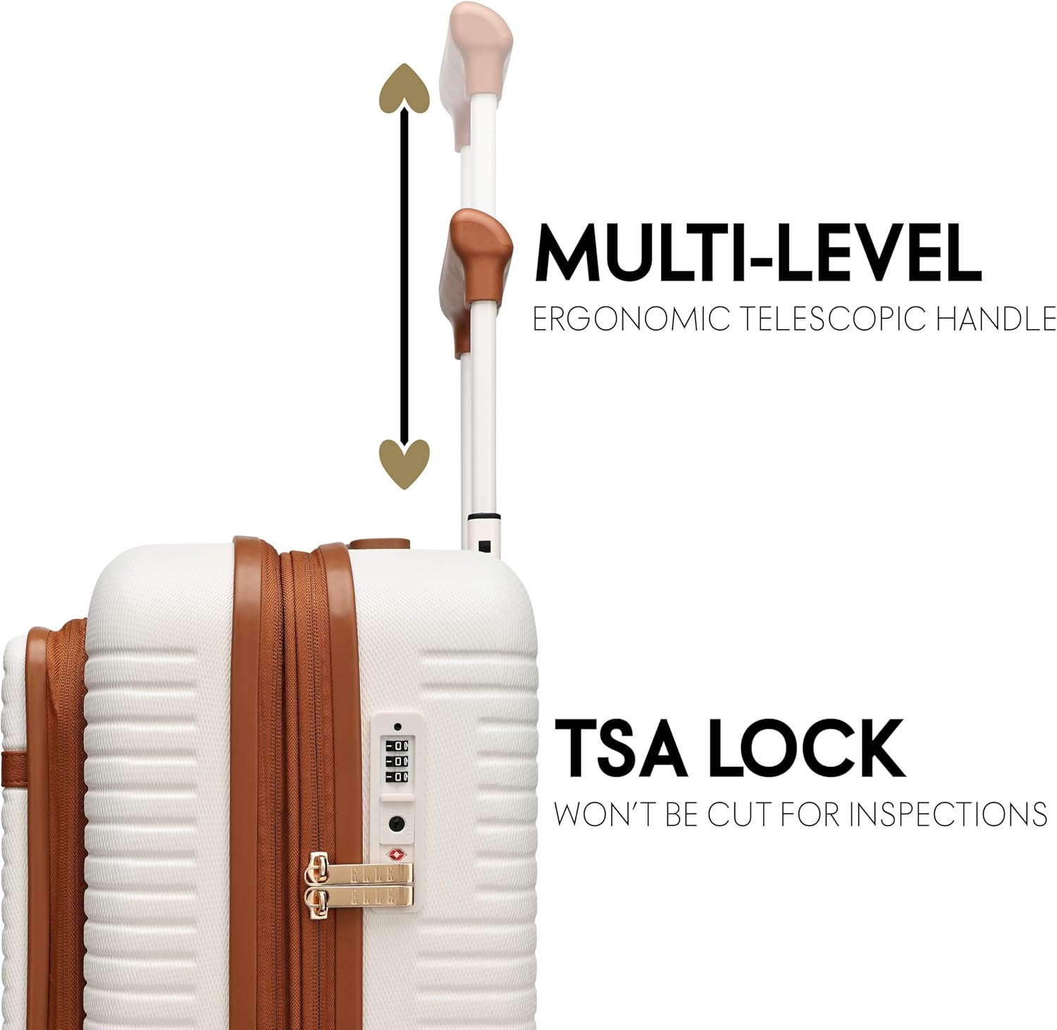 ELLE Escape Expandable Carry-on Suitcase with Front Laptop Pocket | White