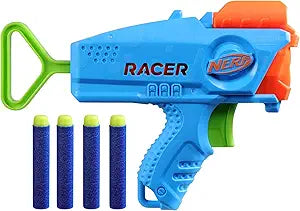 NERF Elite Junior Racer Easy Play Dart Blaster, 4 Nerf Elite Darts, Nerf Blaster Outdoor Toys, for Kids, Ages 6+(New Open Box)