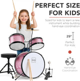 Best Choice Products 3-Piece Beginner Drum Set for Kid       Pink Sparkle
