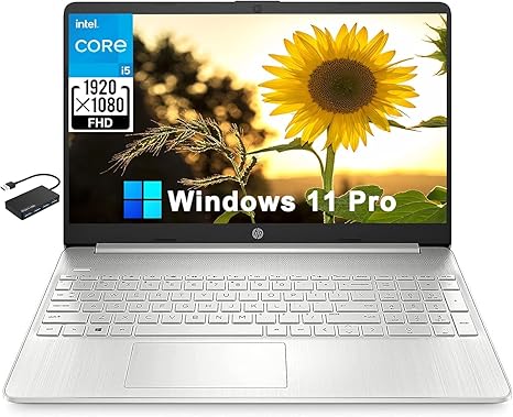 HP 15 15.6" FHD Business Laptop Computer[Windows 11 Pro], 11th Gen Intel 4-core i5-1135G7, Intel Iris Xe Graphics, 16GB RAM, 512GB PCIe SSD, Wi-Fi 5, Bluetooth 4.2, Numeric Pad, HD Webcam, w/Hub