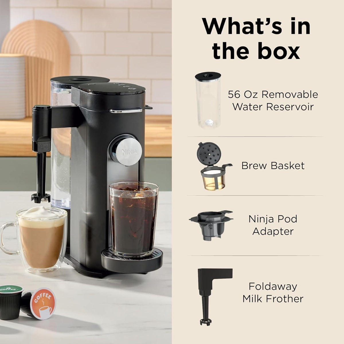 Ninja Single Serve Coffee Maker - Combo Machine, K-Cup Pods and Grounds