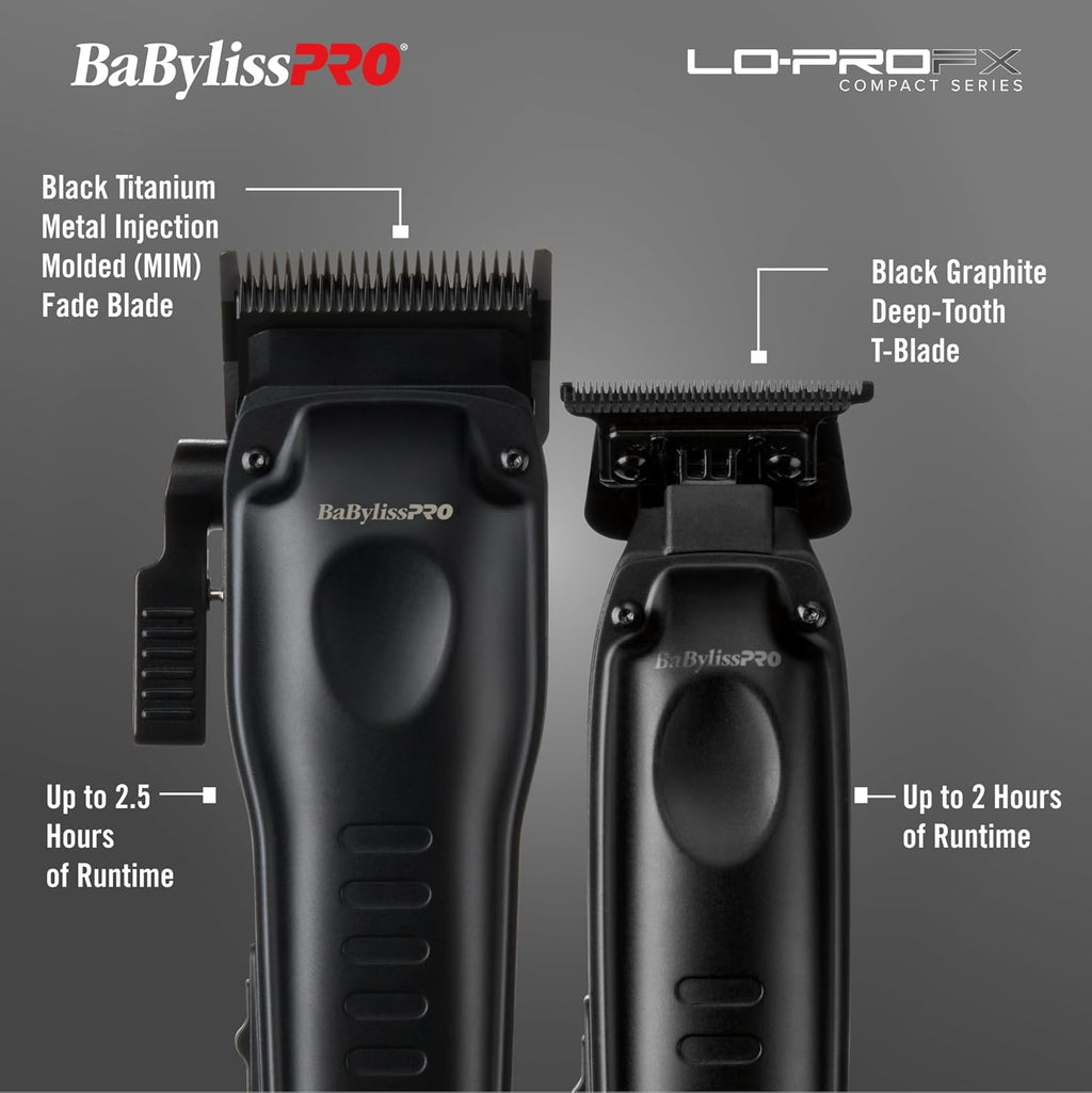 BaBylissPRO High-Performance Compact LO-PROFX Trimmers for Men - Matte Black