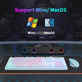 HUO JI Gaming Keyboard USB Wired with Rainbow LED Backlit, Floating Keys, Mechanical Feeling, Spill Resistant, Ergonomic(NEW,OPEN BOX)