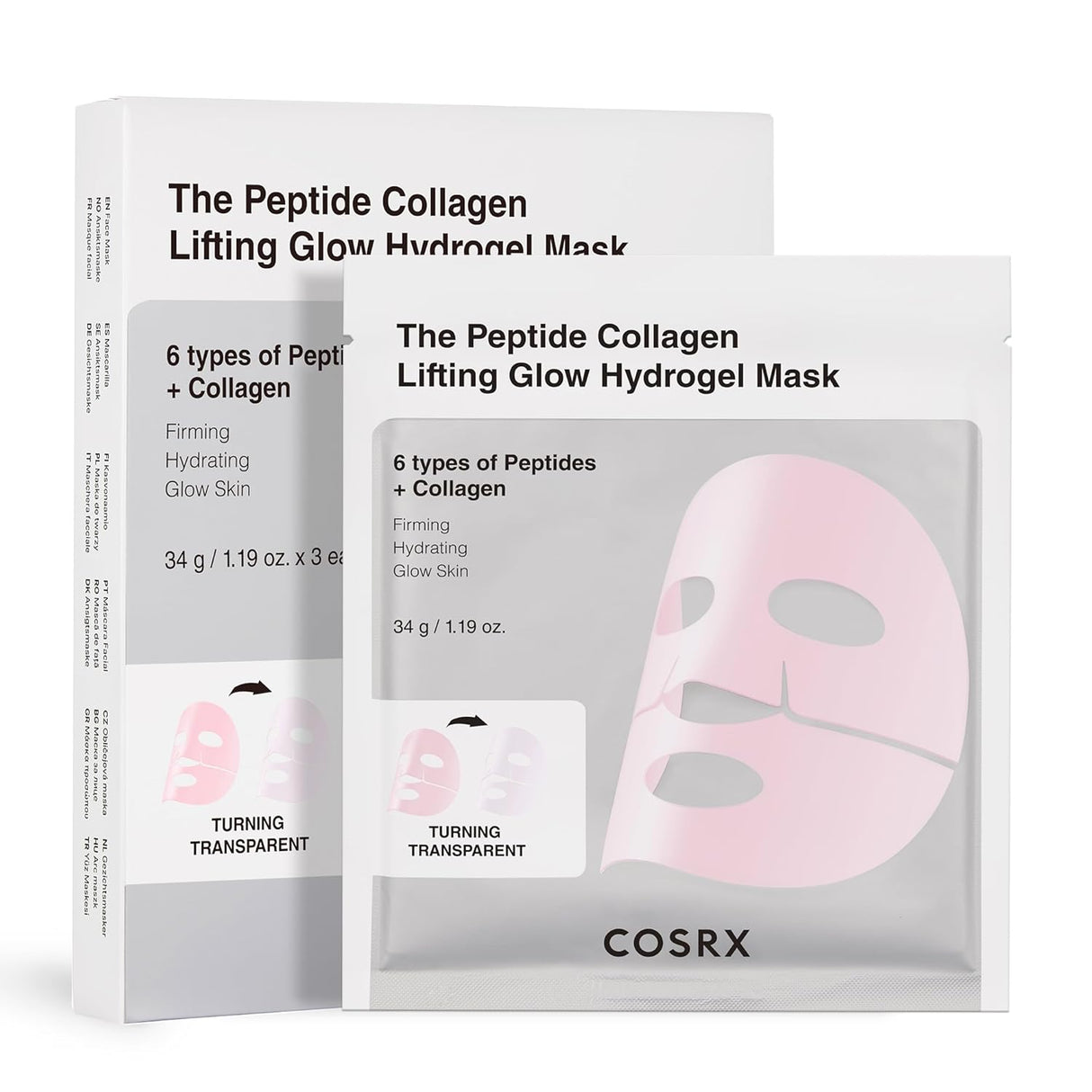 COSRX Pink Peptides Collagen Lifting Glow Hydrogel Face Masks