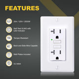 20A GFCI Outlet, ETL Listed, Tamper-Resistant GFI Duplex Receptacle with LED Indicator, Self-Test Ground Fault Circuit Interrupter with Wall Plate, White, 10 Piece