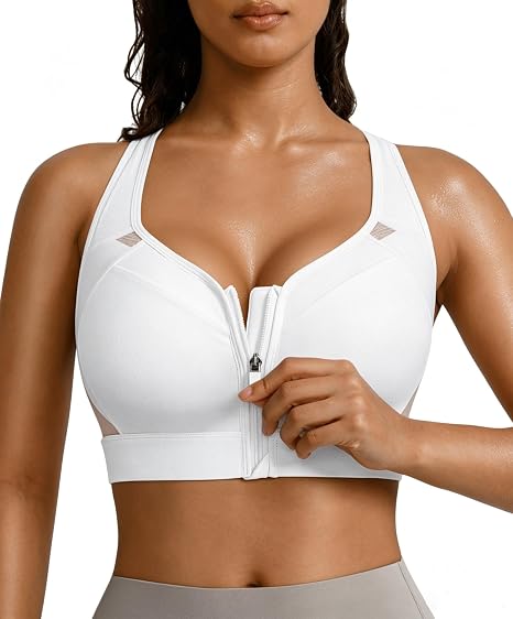BRXL Women's Sports Bra With Front Closure - White - XL (NIB)