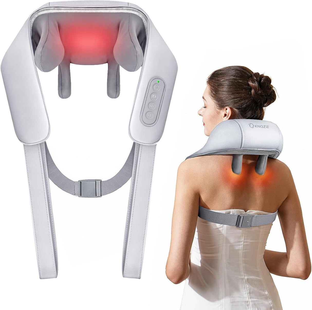 Neck Massager with Heat, Cordless Deep Tissue 4D Expert Kneading Massage, - Gray (NEW, OPEN BOX)