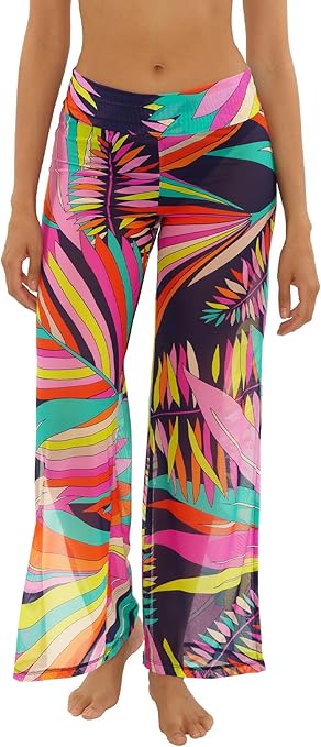 Trina Turk Women's Paralia Mesh Pants, Casual, Wide Leg, Beach Cover Ups for Women Size: L