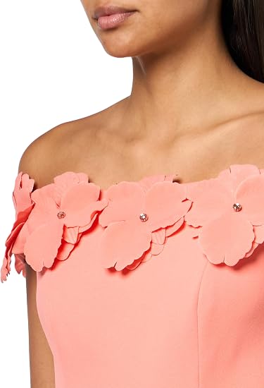 Adrianna Papell Women's Crepe Rosette Jumpsuit, Coral Coast, (Size: 10)