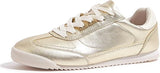 LUCKY STEP Women's Gold Fashion Sneakers Neutral Comfortable Walking Running Gym Workout Shoes Size: 7.5