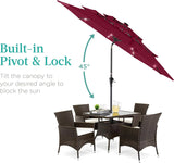 Best Choice Products - 3-Tier Patio Umbrella w/ Tilt Adjustment, Crank - 10ft - Burgundy