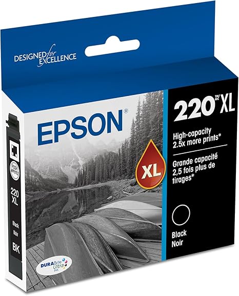 EPSON 220 DURABrite Ultra Ink High Capacity Black Cartridge (T220XL120-S) Works with WorkForce