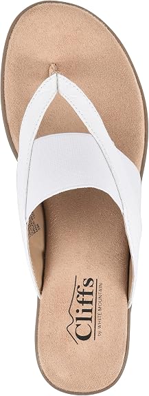 CLIFFS by WHITE MOUNTAIN Women's Bumble Thong Sandal - White/Snake/Patent - 11