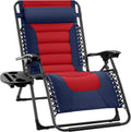 Best Choice Products - Oversized Padded Zero Gravity Chair, Folding Recliner w/ Headrest, Side Tray - Navy/Red