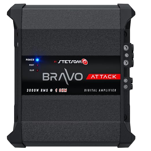 Stetsom Bravo Attack 3000 , 1 Ohm Mono Car Amplifier