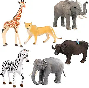 Terra by Battat – 6Pcs 4-5" Wild Life Set – Animal Figurines Include Elephants, Lioness, Zebra, Giraffe & Water Buffalo – Realistic Toy Figures for Kids 3 Years+(New Open Box)