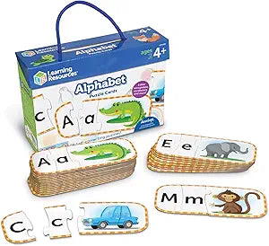 Learning Resources Alphabet Puzzle Cards, Kindergarten Readniness, Self Correcting Puzzles, Ages 4+, Multi (New, Open Box)