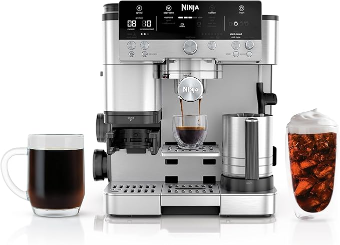Ninja | Espresso Machine and Drip Coffee Maker| Luxe Café Premier Series | Integrated Coffee Grinder, Milk Frother, Assisted Tamper & Built-In Espresso Accessory Storage | Stainless Steel