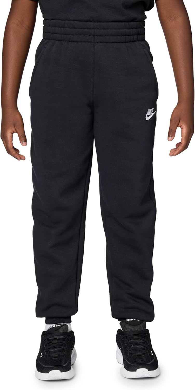 Nike Unisex Big Kids' Sportswear Club Fleece Joggers - Boys and Girls Fleece Jogger Pants | Black/White | MD