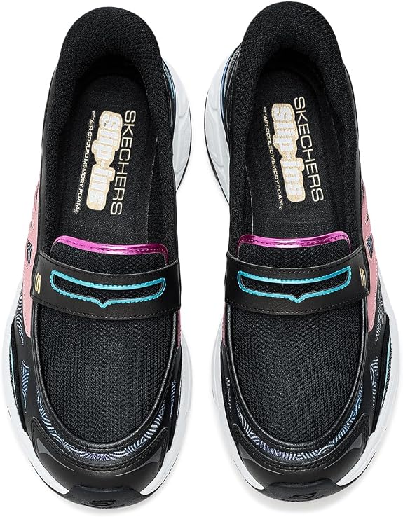 Skechers Women's Stamina Sport-Chrome Muse Hands-Free Slip-Ins, Black/Multi, Size 8.5