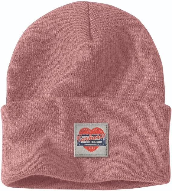 Carhartt Women's Knit Heart Patch Beanie (Rose Tint) - One Size